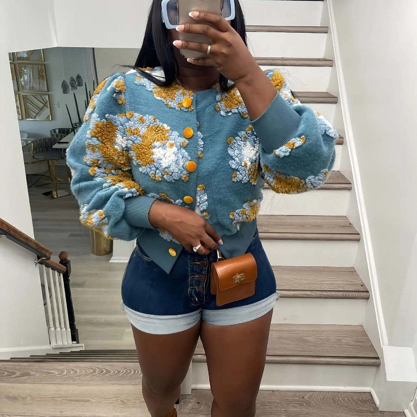 Vintage Floral Knit Cardigan Jacket