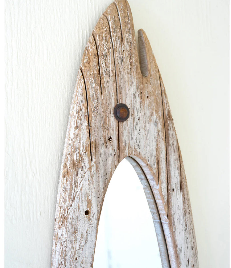 Carved Wooden Fish Mirror