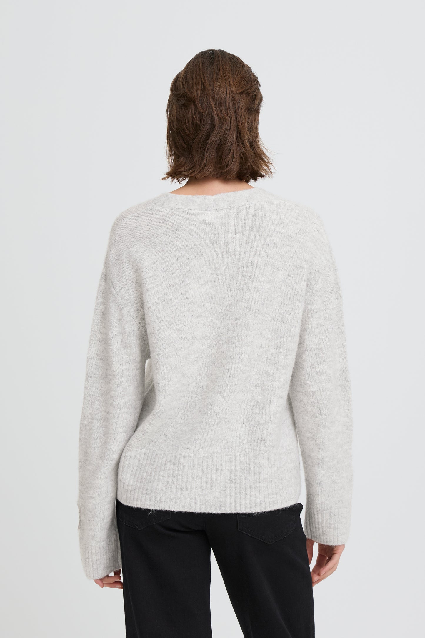 Light Grey Knitted Button Up Cardigan