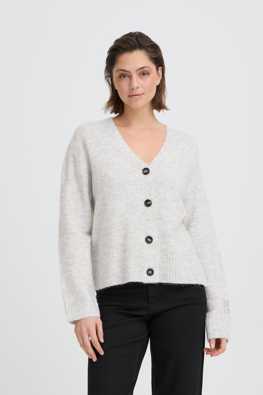 Light Grey Knitted Button Up Cardigan