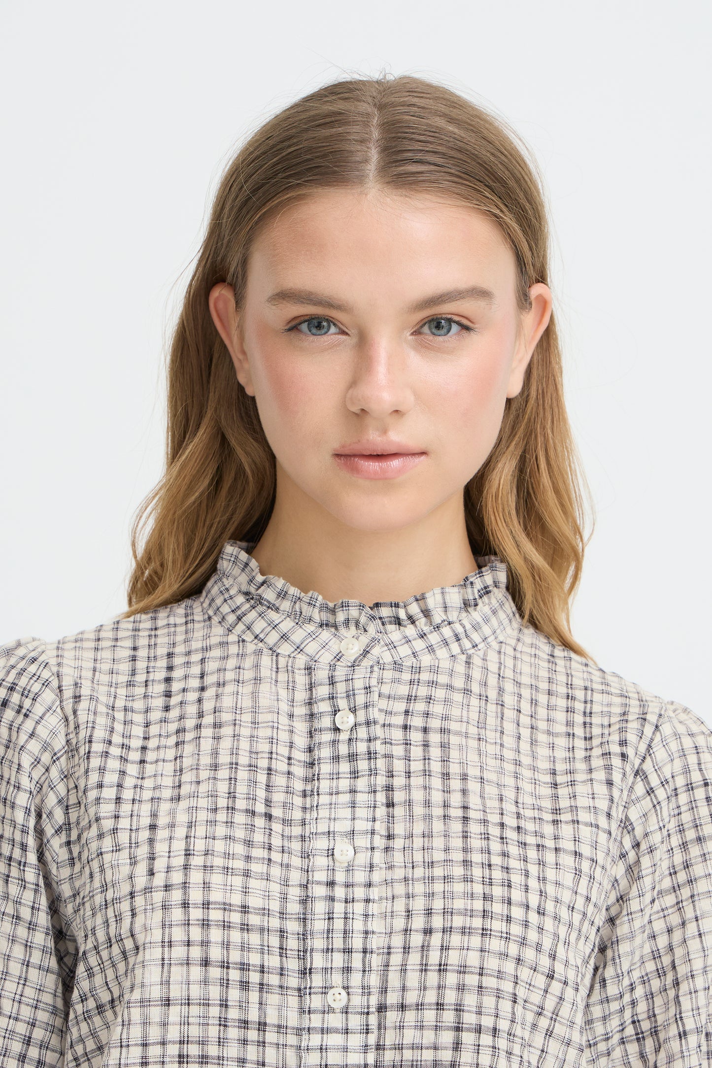Checkered Button Up Blouse