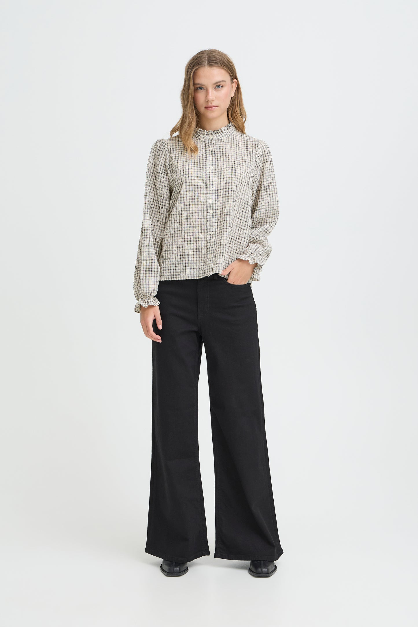 Checkered Button Up Blouse