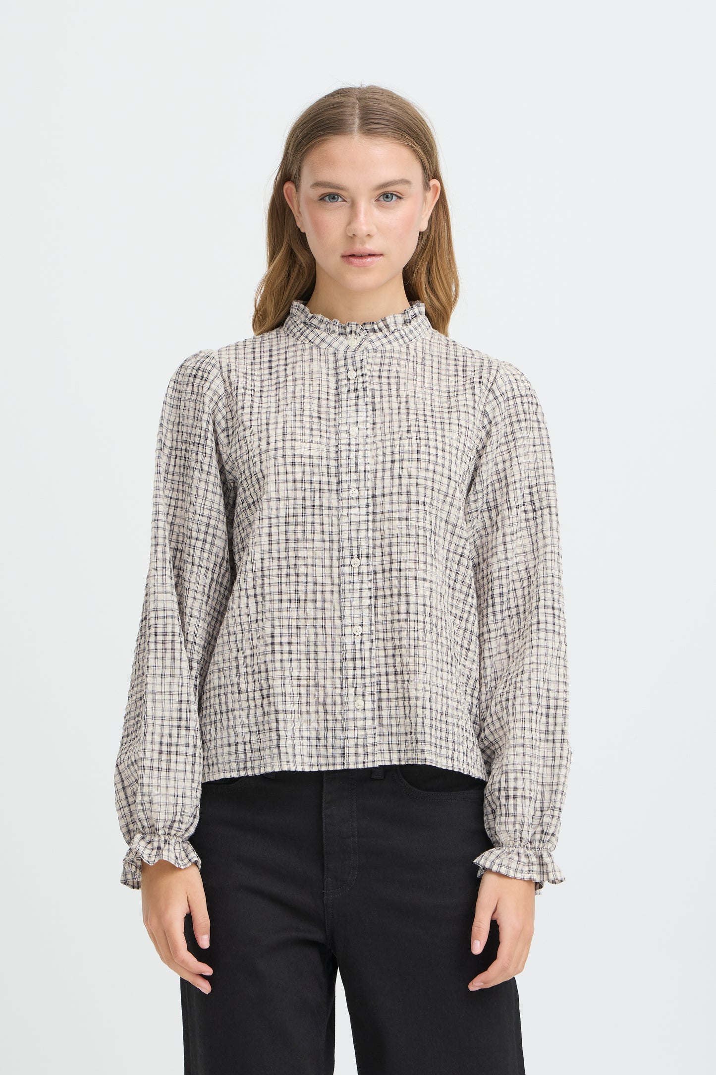 Checkered Button Up Blouse