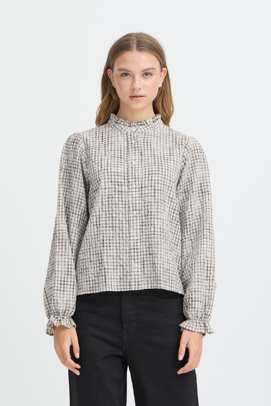 Checkered Button Up Blouse