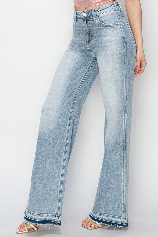 Risen High Rise Wide Leg Shadow Hem Jean