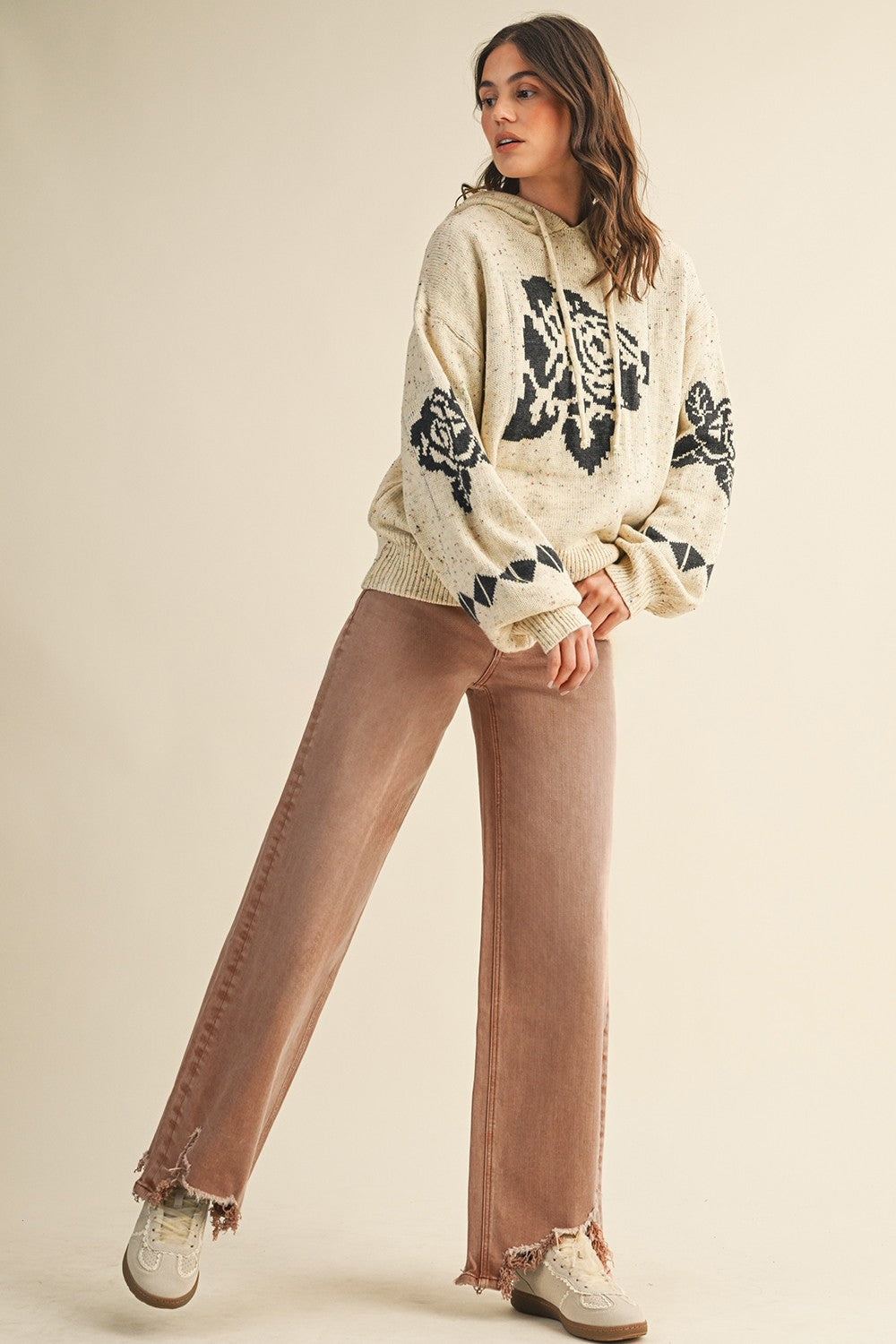 AnnieWear Asymmetrical Hem Jeans Mocha