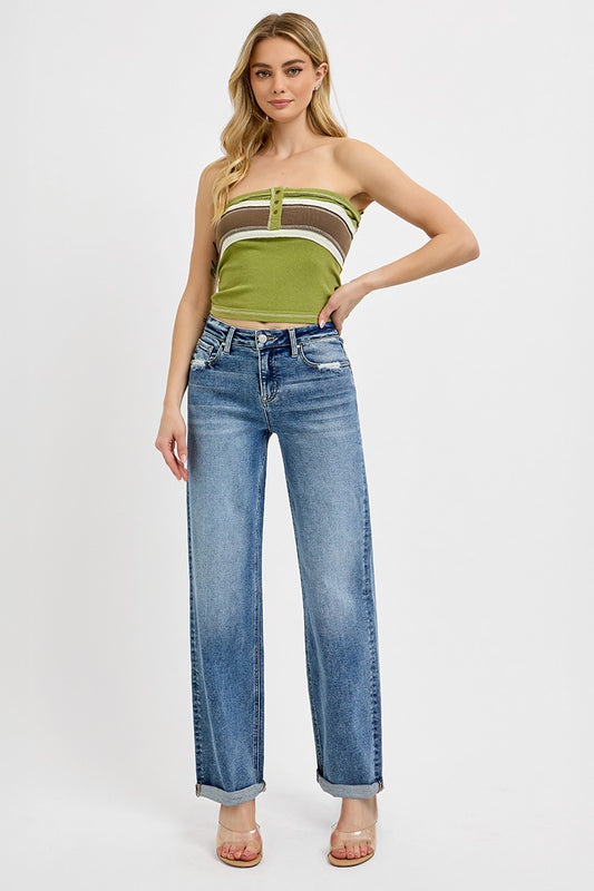 Risen High Rise Wide Baggy Jeans