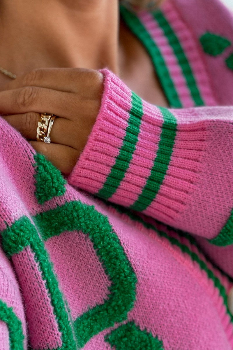 Pattern Texture Button Down Cardigan