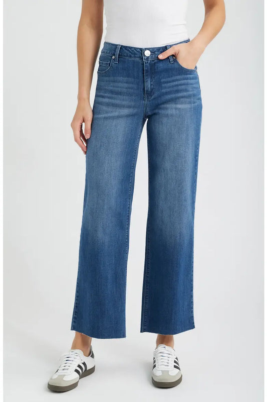 Mid-Rise Slim Wide Leg Jean