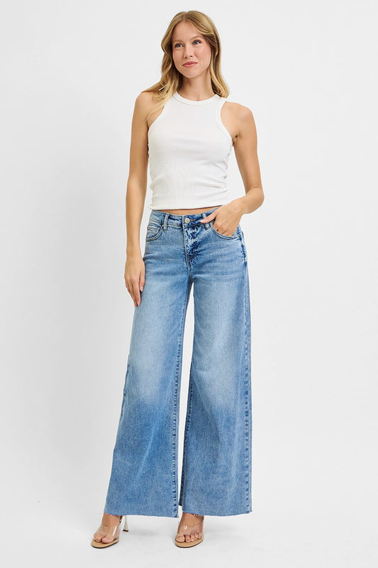 Tummy Control High Rise Ankle Pallazo Jeans