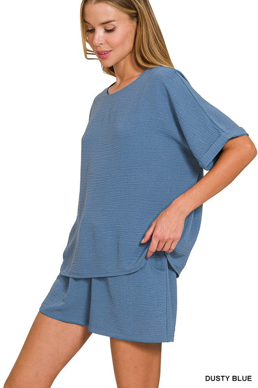 Blue Skies Woven Top & Shorts Set