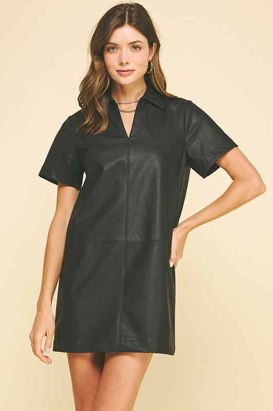 Pu Leather Tunic Dress