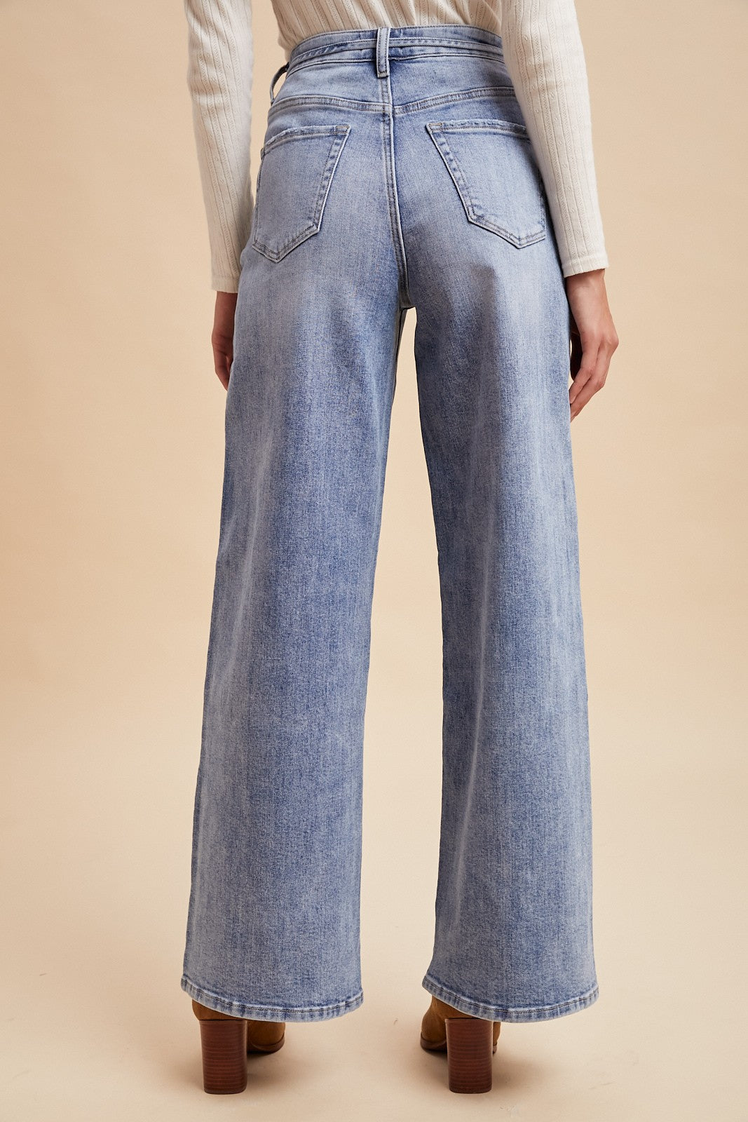 AnnieWear Tie Waist Wide Leg Jeans