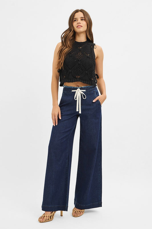 Risen Dark Tie Front Wide Pants
