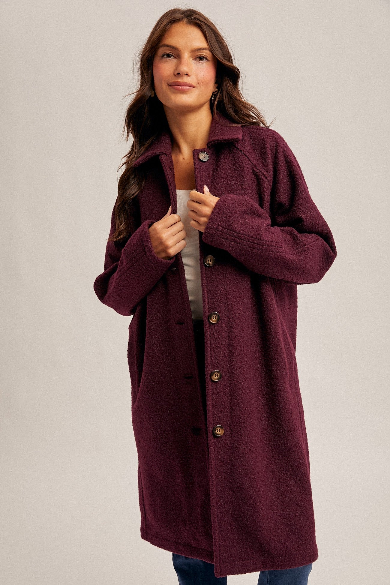 Teddy Textured Button Down Coat