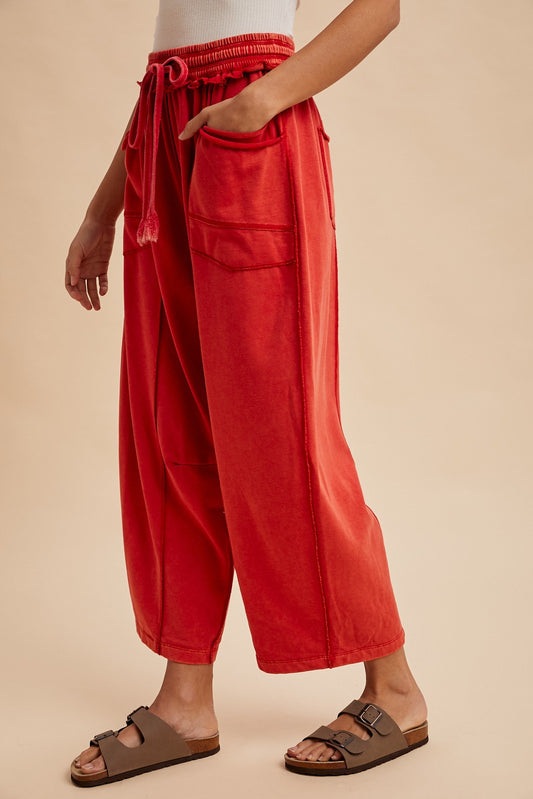 Mineral Wash Barrel Fit Utility Knit Pants