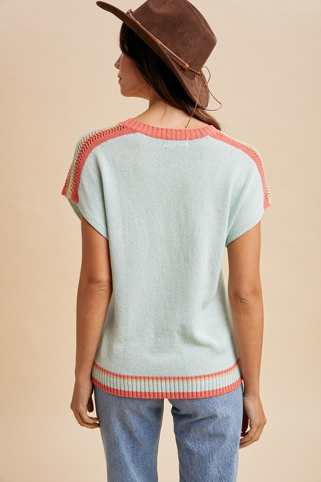 Stripe Color block Dolman Sleeve Sweater