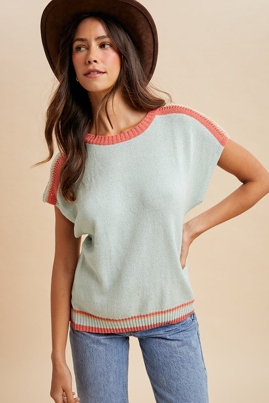 Stripe Color block Dolman Sleeve Sweater