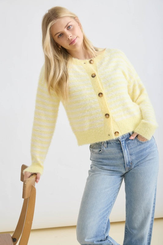 Butter Button Down Fuzzy Knit Cardigan