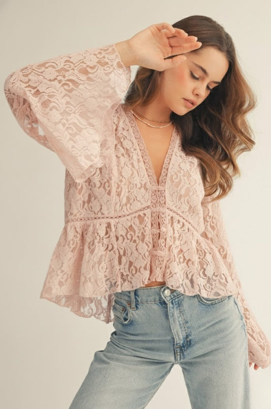 Romantic Floral Lace Blouse
