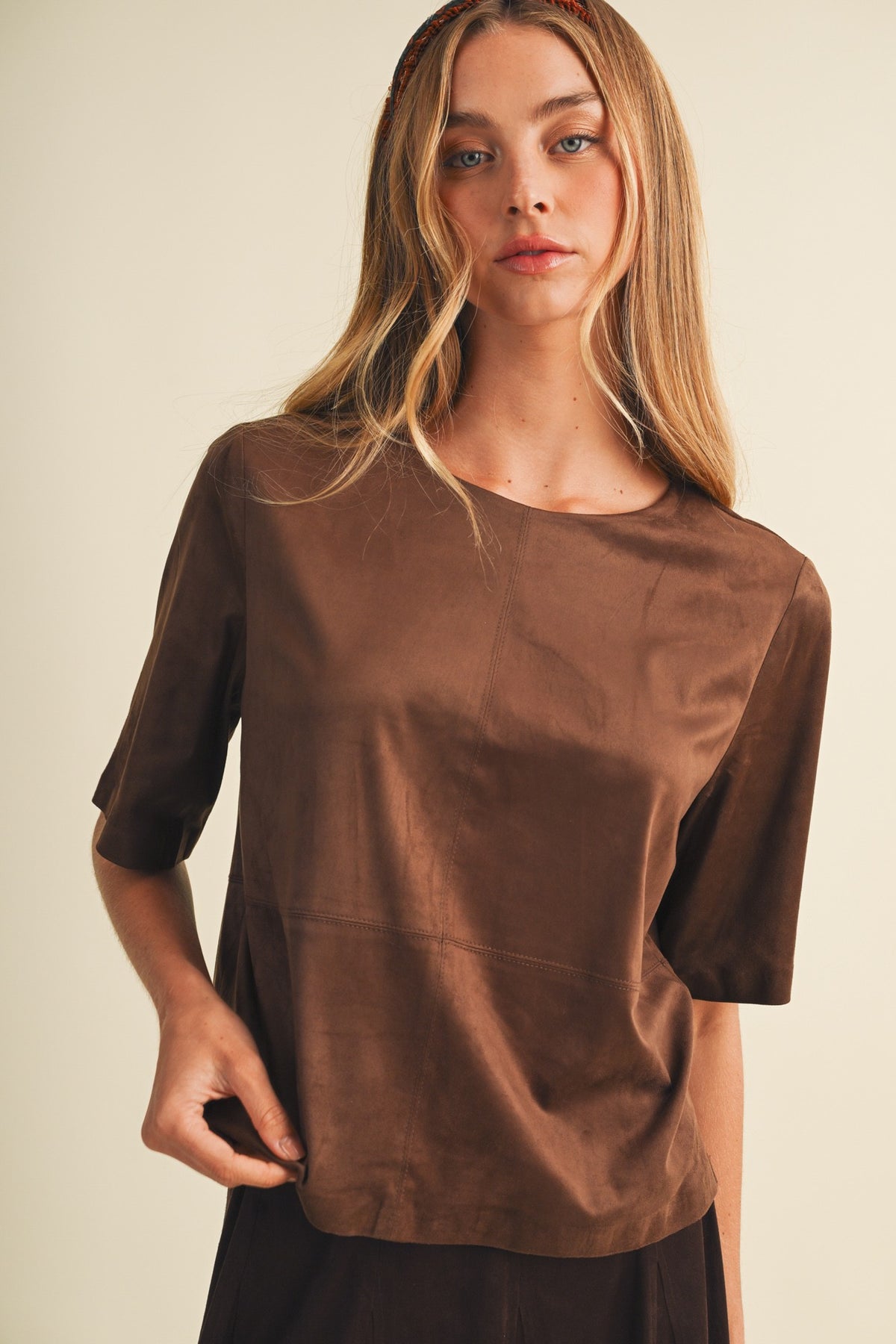 Boxy Faux Suede Blouse
