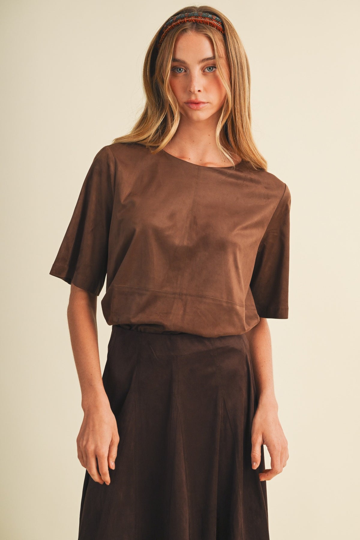 Boxy Faux Suede Blouse