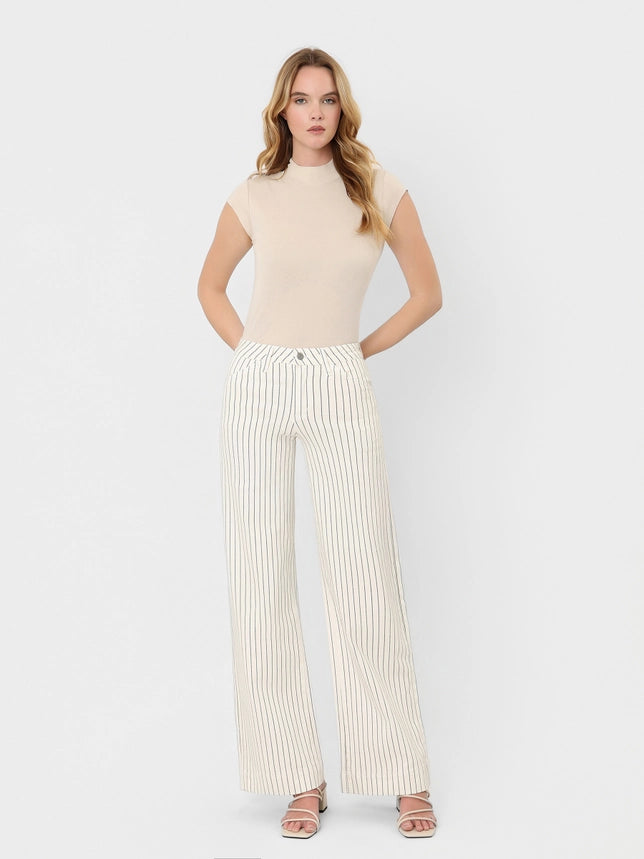 VERVET High Rise Striped Wide Leg Jeans