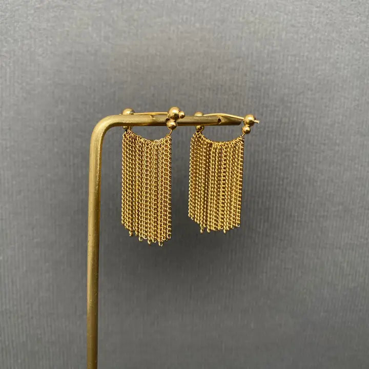 Chain Fringe 18K Gold Earrings