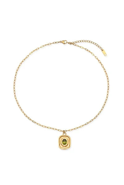 Peridot Pendant Water Resistant Necklace