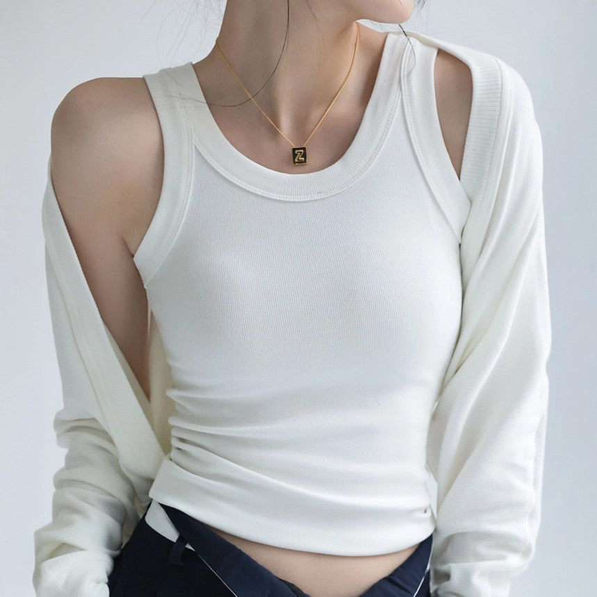 Ribbed Tank with Built-In Bra