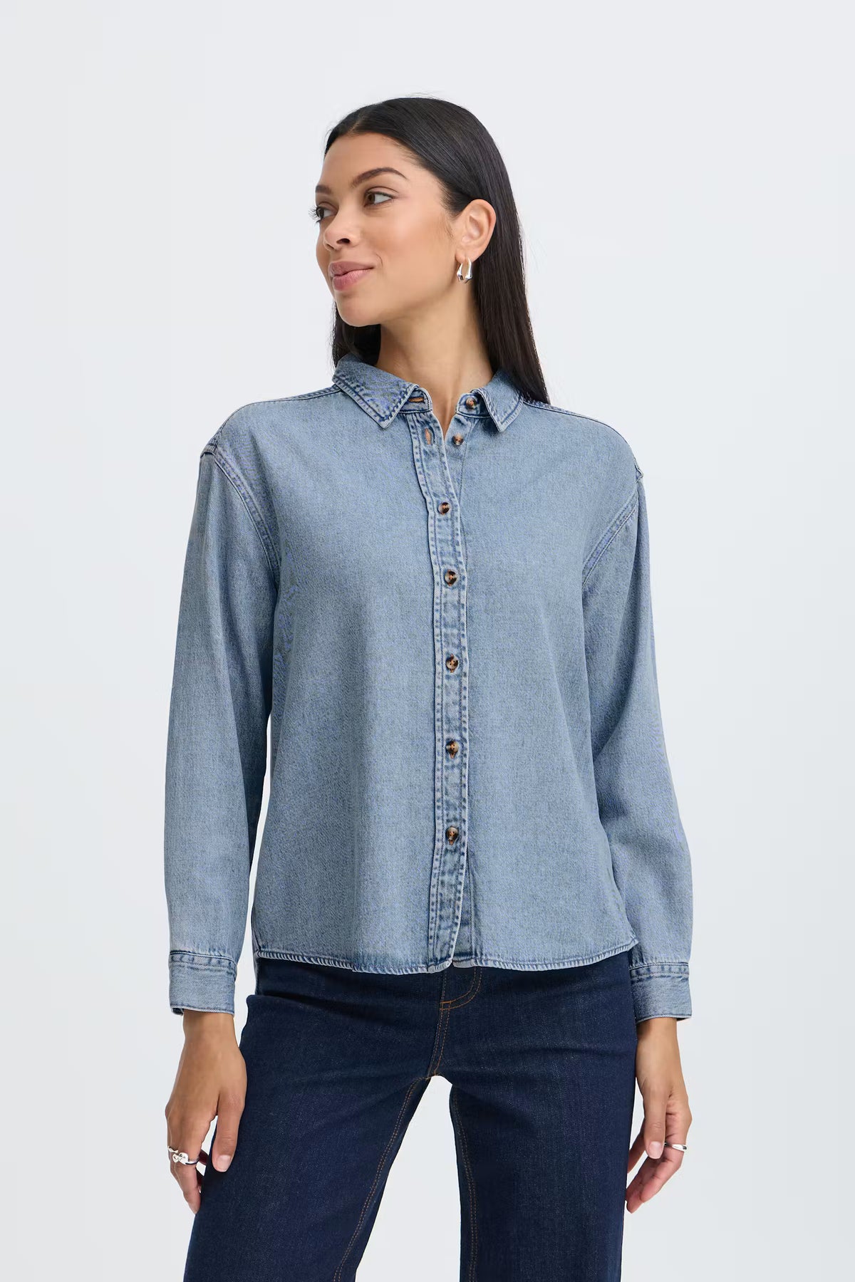 Relaxed Denim Button-Down
