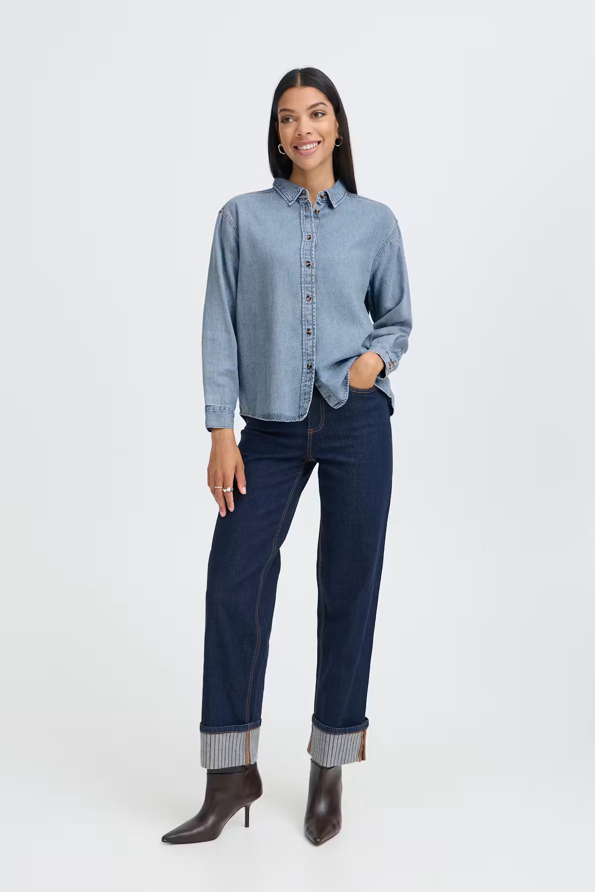 Relaxed Denim Button-Down