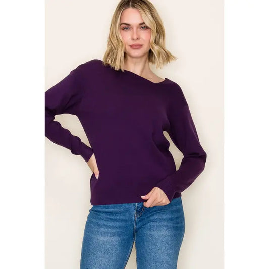 Asymmetrical Neck Sweater