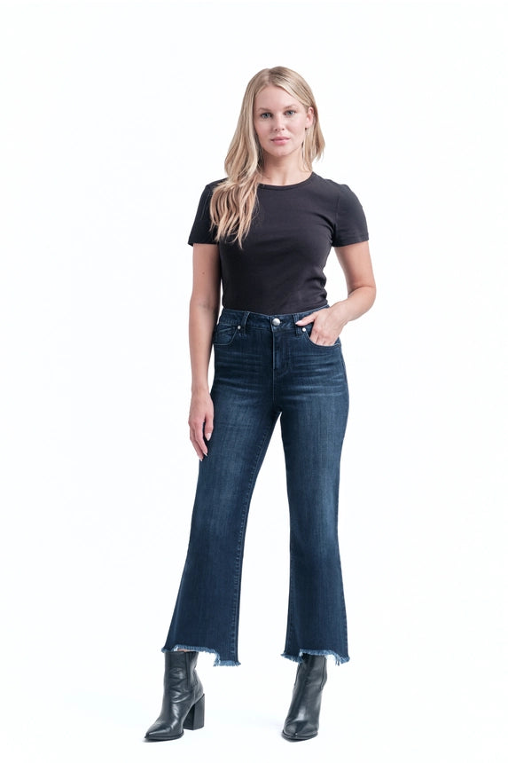 1822 High Rise Demi Boot Jean w/ Frayed Hem