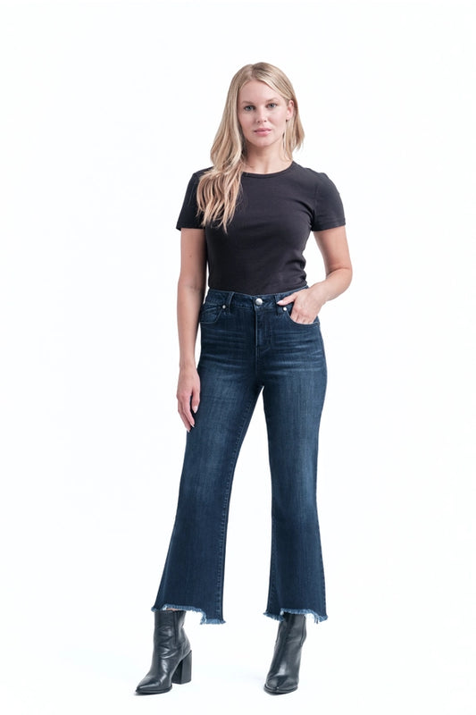 1822 High Rise Demi Boot Jean w/ Frayed Hem