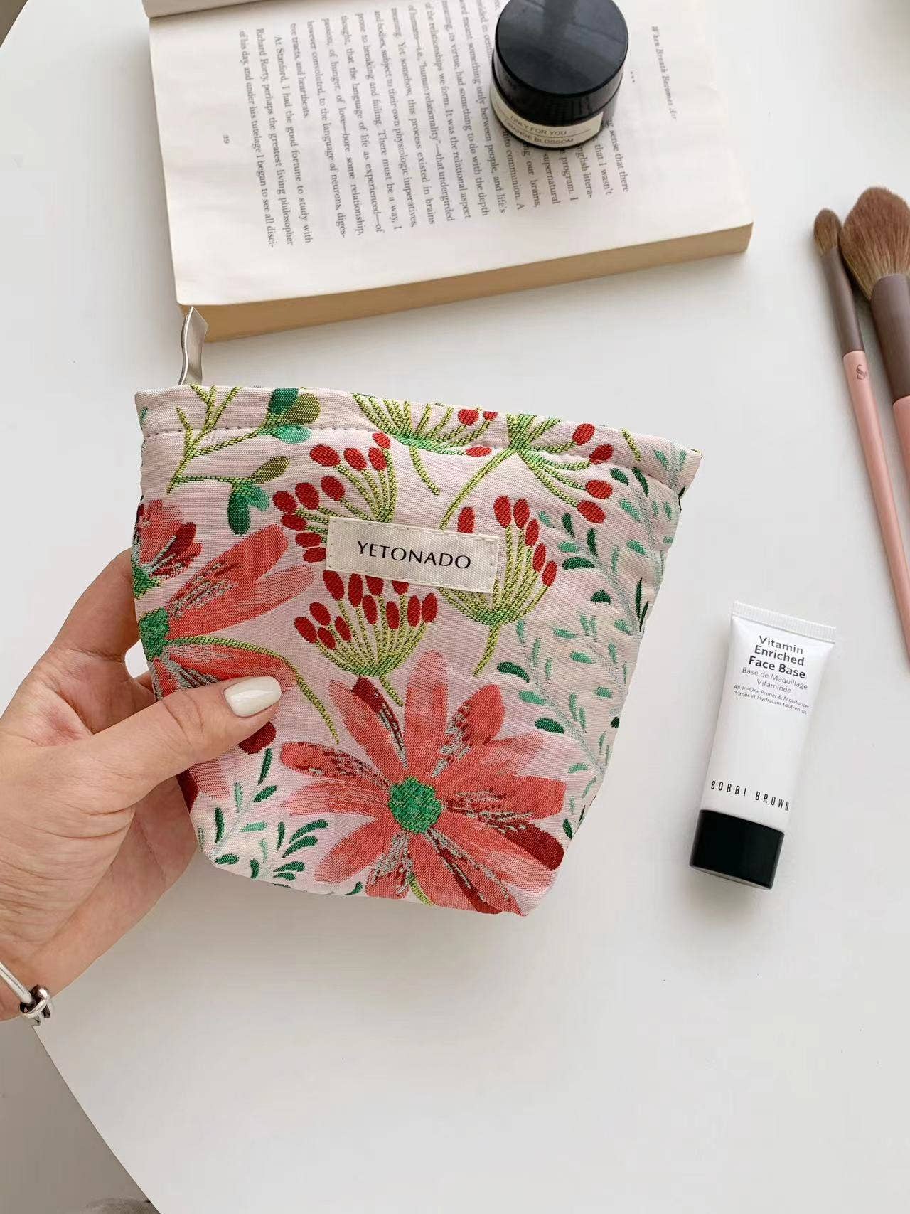 Colorful Flower Print Makeup Bag