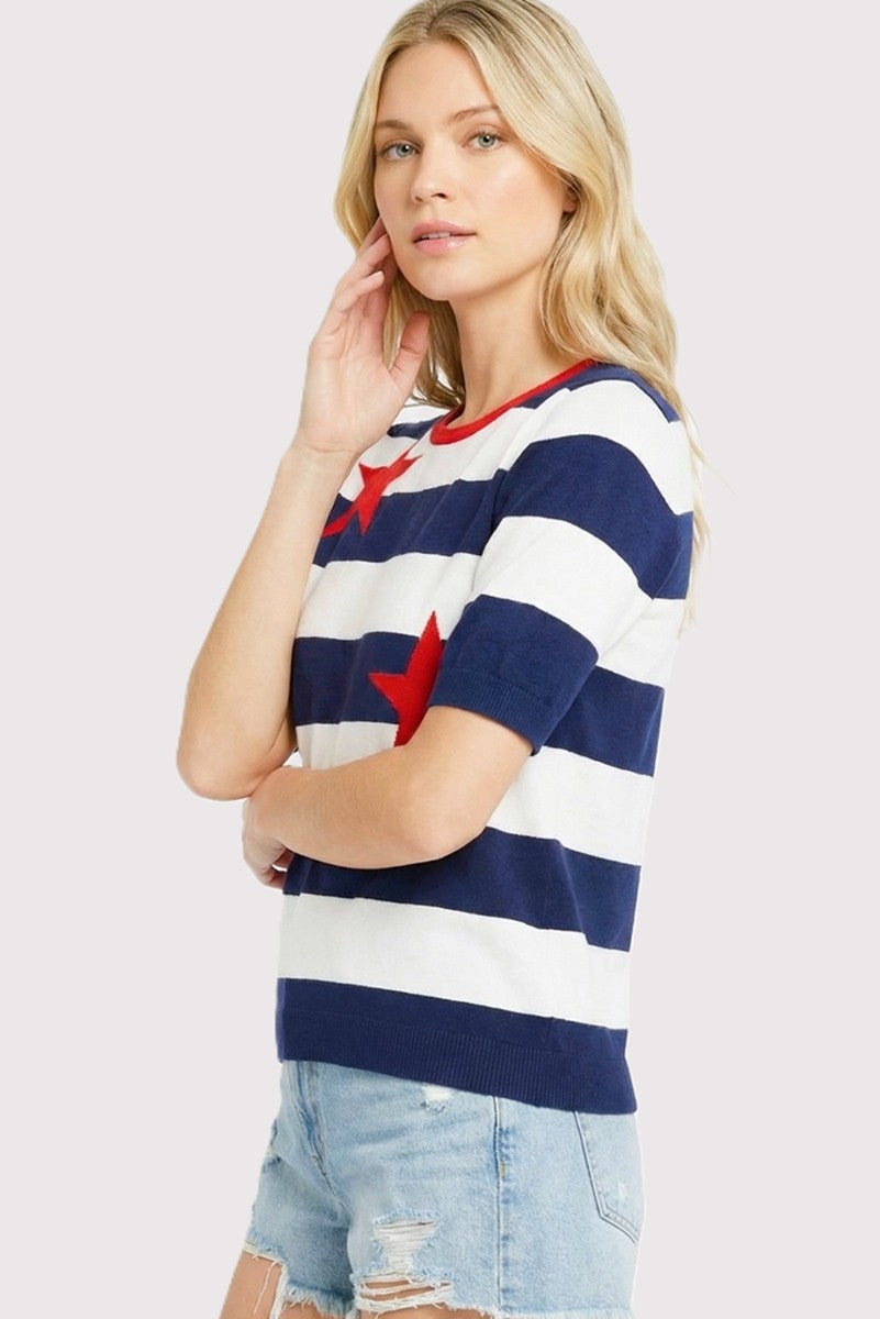 4th Of July Star Striped Sweater