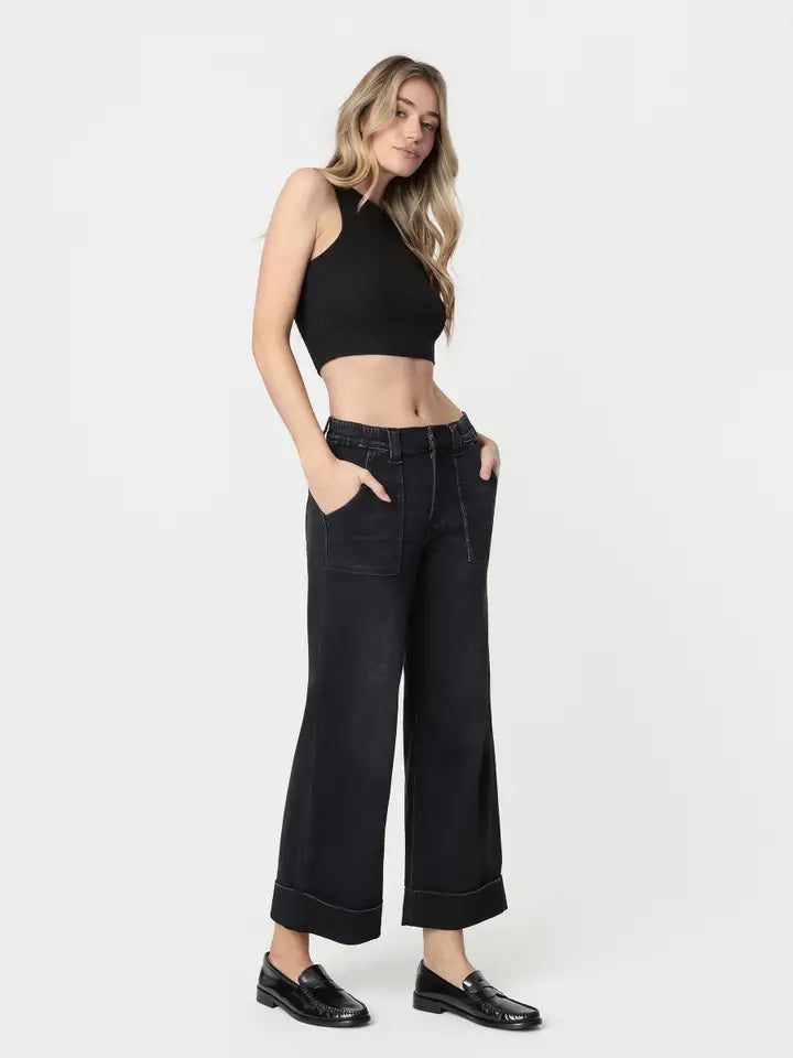 VERVET High Rise Cuffed Baggy Wide Jeans