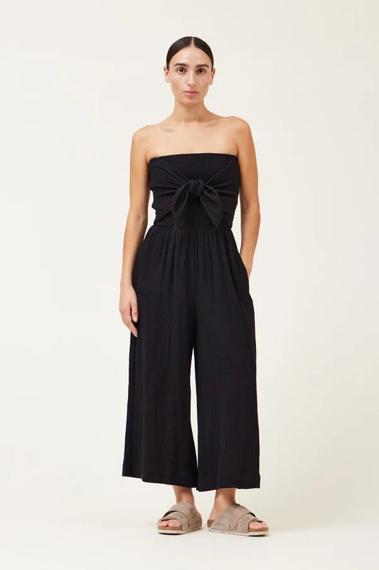 Tie Front Gauze Jumpsuit