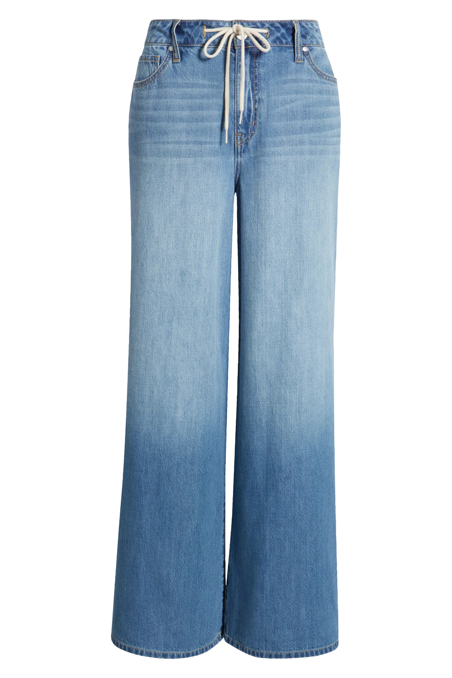 Drawstring High Waist Wide Leg Jeans