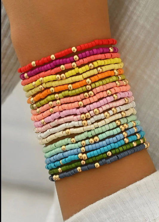 Colorful Bead Stretch Bracelet Set