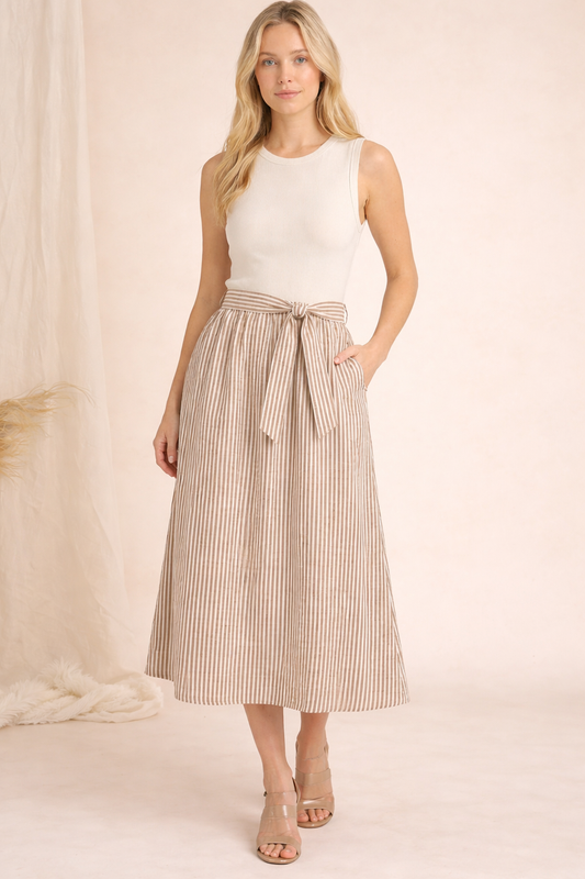 Striped Tie Waist Dress