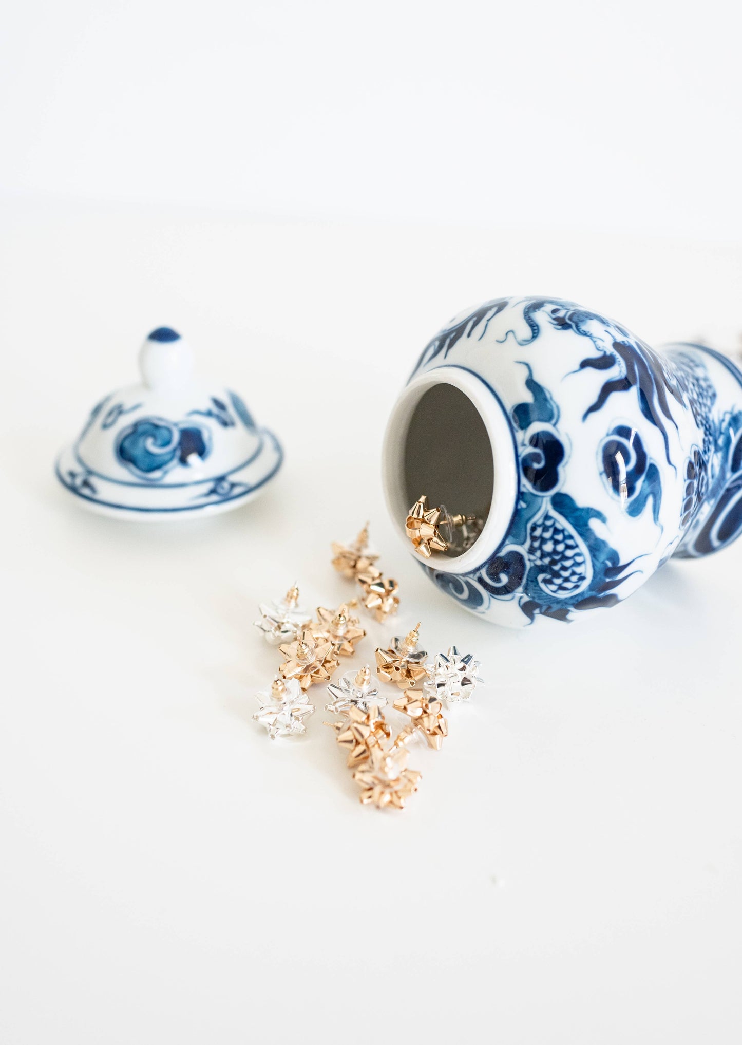 Gold Christmas Present Bow Holiday Earrings