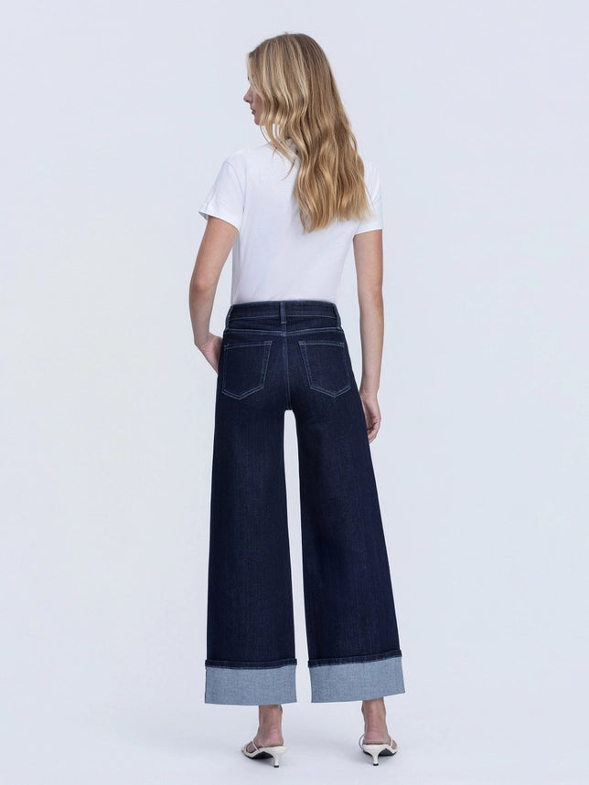 VERVET High Rise Dark Wash Cuffed Ankle Wide Leg Jeans