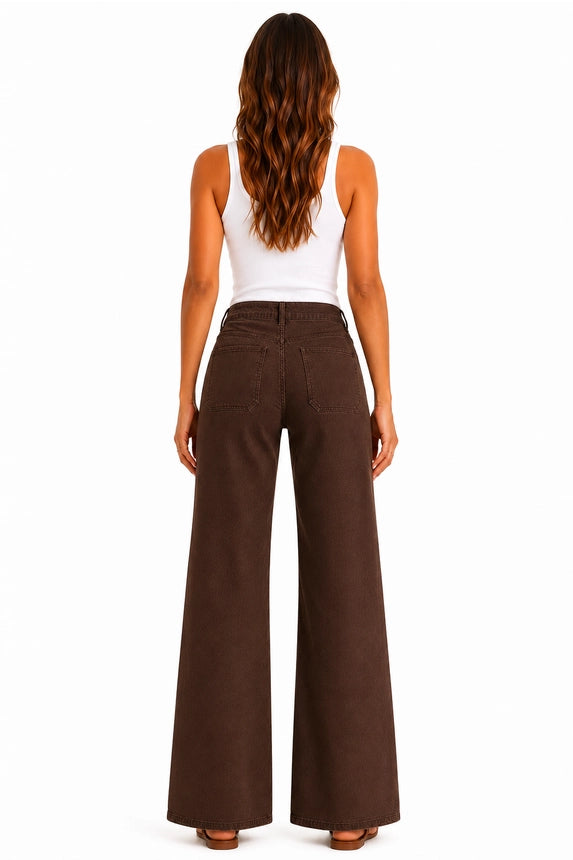 1822 High Waist Wide Leg Jeans - Espresso