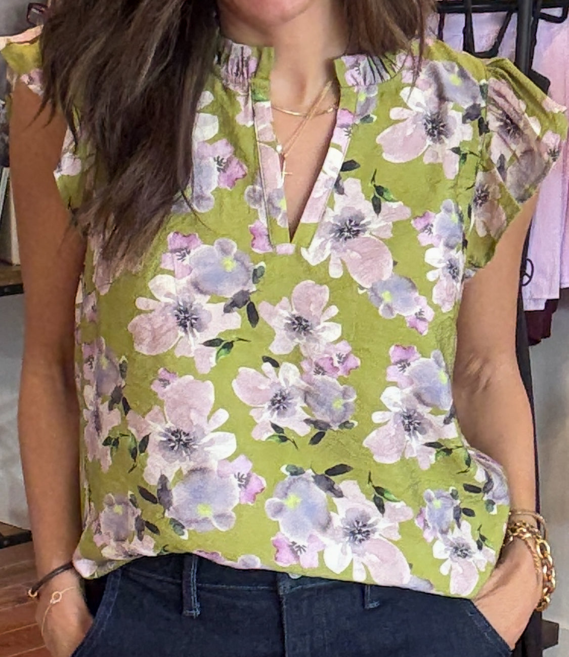 Ruffle Floral Print Top