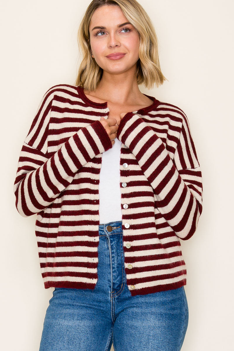Striped Button Down Cardigan
