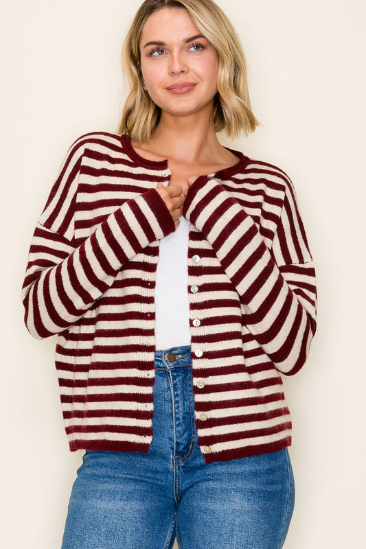 Striped Button Down Cardigan
