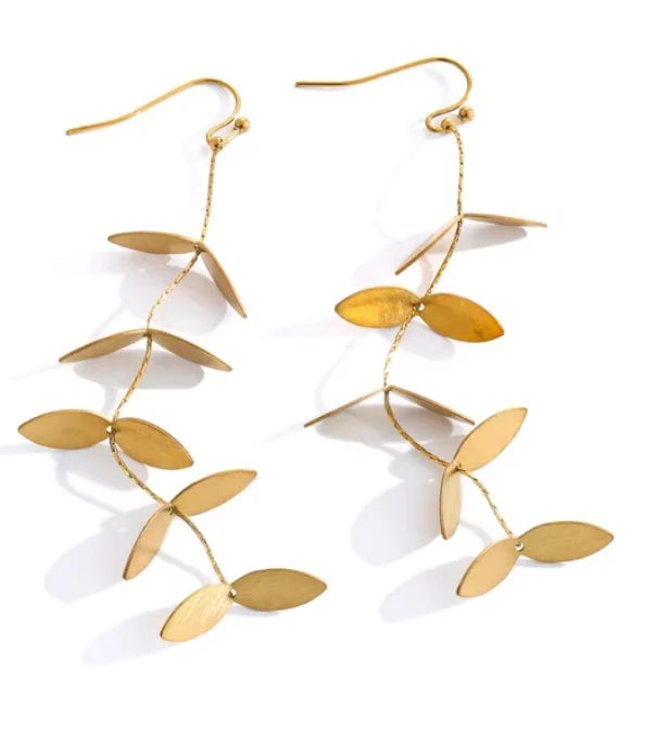 Leaf Minimalist Long Drop Earring