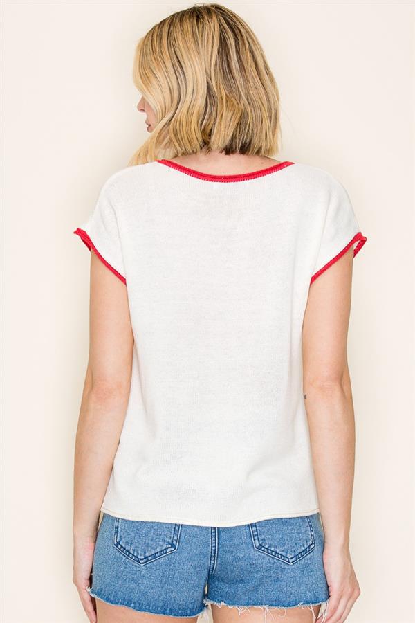 Raw Edge Short Sleeve Cardigan